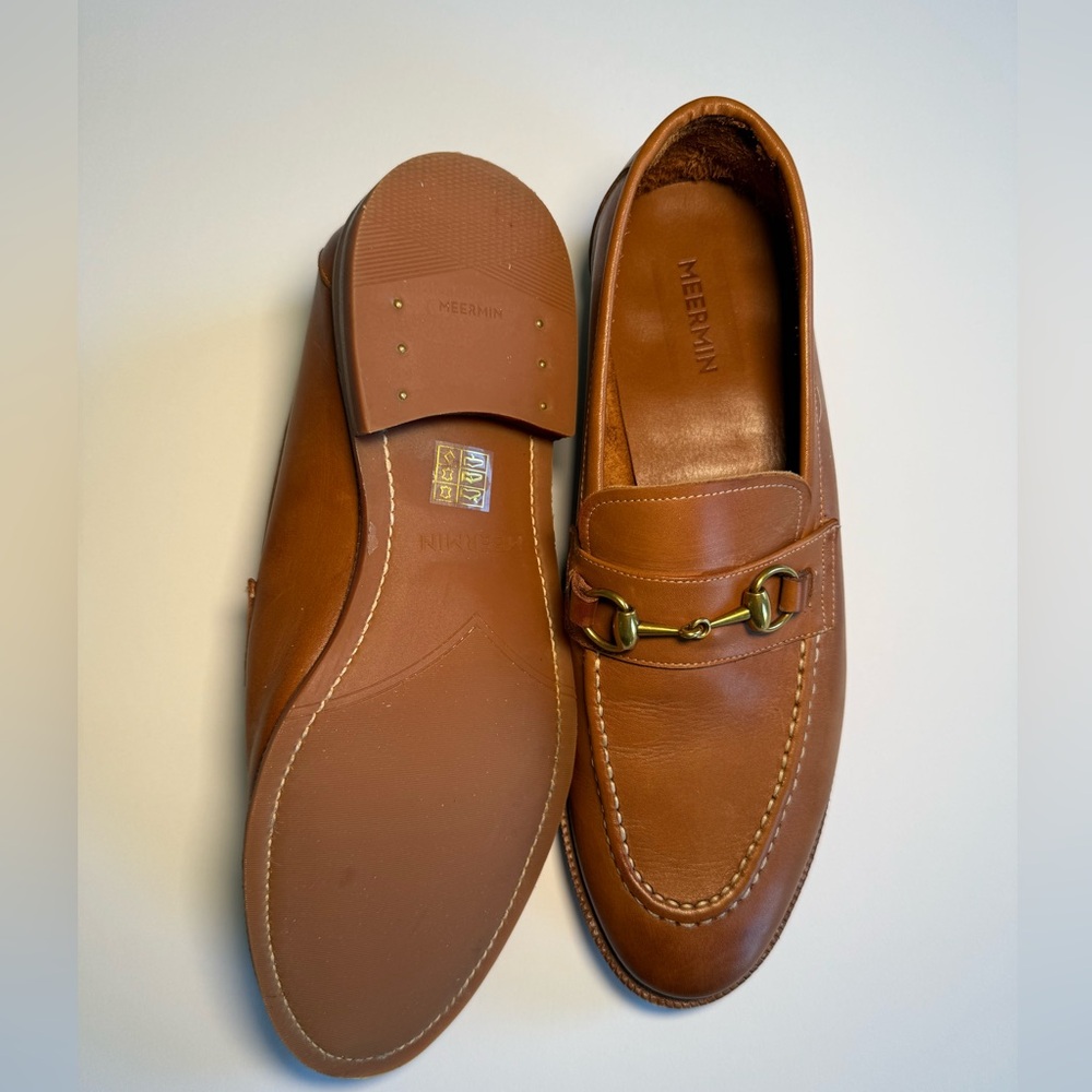 Meermin Tan Antique Calf Horsebit Loafers US 8